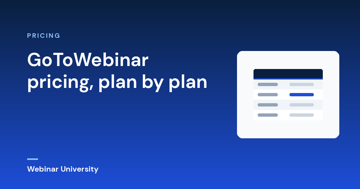 GoToWebinar pricing, plan by plan