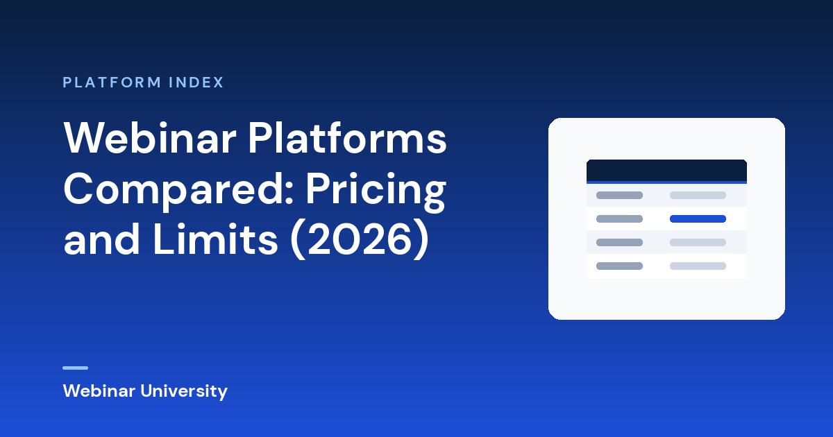Webinar Platform Index: pricing and limits compared