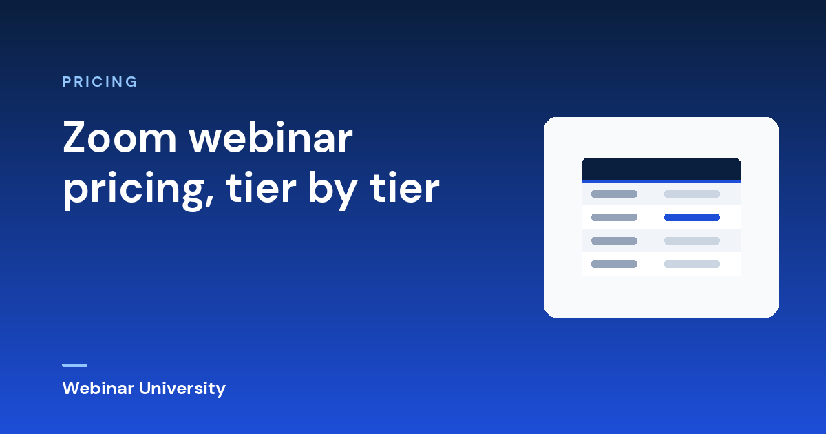 Zoom webinar pricing, tier by tier